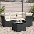 vidaXL Loungegrupp för trädgården med dynor 5 delar svart konstrotting 3249425