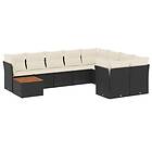 vidaXL Loungegrupp 10 delar med svarta dynor konstrotting 3256154