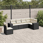 vidaXL Loungegrupp med dynor 6 delar svart konstrotting 3254963