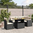 vidaXL Loungegrupp med dynor 6 delar svart konstrotting 3271315