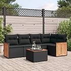 vidaXL Loungegrupp med dynor 6 delar svart konstrotting 3260032