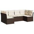 vidaXL Loungegrupp för trädgården m dynor 6 delar brun konstrotting 3217393