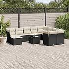 vidaXL Loungegrupp för trädgården m. dynor 11 delar konstrotting svart 3250435