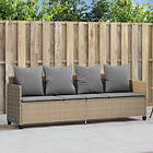 vidaXL Solsäng med dynor beige konstrotting 368347