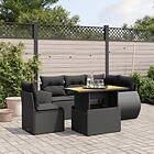 vidaXL Loungegrupp med dynor 6 delar svart konstrotting 3272196