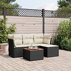 vidaXL Loungegrupp för trädgården med dynor 5 delar svart konstrotting 3255937