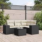 vidaXL Loungegrupp för trädgården med dynor 5 delar svart konstrotting 3254853