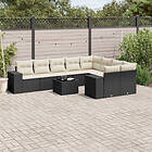 vidaXL Loungegrupp 10 delar med svarta dynor konstrotting 3255383