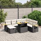vidaXL Loungegrupp för trädgården med dynor 8 delar svart konstrotting 3276157