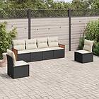 vidaXL Loungegrupp med dynor 6 delar svart konstrotting 3259942