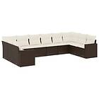 vidaXL Loungegrupp 10 delar med brun dynor konstrotting 3219463
