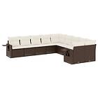 vidaXL Loungegrupp 10 delar med brun dynor konstrotting 3220712