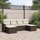 vidaXL Loungegrupp för trädgården m dynor 6 delar brun konstrotting 3219313
