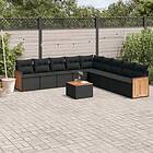 vidaXL Loungegrupp 10 delar med svarta dynor konstrotting 3260144