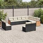 vidaXL Loungegrupp med dynor 12 delar svart konstrotting 3260551