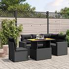 vidaXL Loungegrupp med dynor 6 delar svart konstrotting 3271314