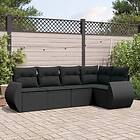 vidaXL Loungegrupp för trädgården med dynor 5 delar svart konstrotting 3253662