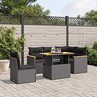 vidaXL Loungegrupp med dynor 6 delar svart konstrotting 3273078