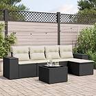 vidaXL Loungegrupp med dynor 6 delar svart konstrotting 3254833