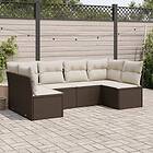 vidaXL Loungegrupp för trädgården m dynor 6 delar brun konstrotting 3249232
