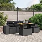 vidaXL Loungegrupp med dynor 6 delar svart konstrotting 3275918