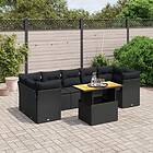 vidaXL Loungegrupp för trädgården med dynor 8 delar svart konstrotting 3270698