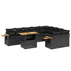 vidaXL Loungegrupp 10 delar med svarta dynor konstrotting 3273673