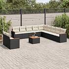 vidaXL Loungegrupp med dynor 12 delar svart konstrotting 3258535