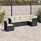 vidaXL Loungegrupp med dynor 6 delar svart konstrotting 3249535