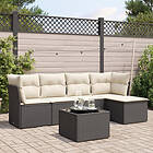 vidaXL Loungegrupp med dynor 6 delar svart konstrotting 3249405