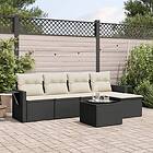 vidaXL Loungegrupp med dynor 6 delar svart konstrotting 3252433