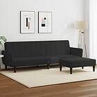 vidaXL Bäddsoffa 2-sits med fotpall svart sammet 3216253