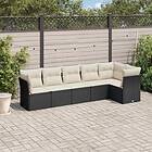 vidaXL Loungegrupp med dynor 6 delar svart konstrotting 3249495