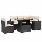 vidaXL Loungegrupp med dynor 6 delar svart konstrotting 3272638