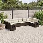 vidaXL Loungegrupp 10 delar med brun dynor konstrotting 3253010