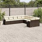 vidaXL Loungegrupp 10 delar med brun dynor konstrotting 3253050