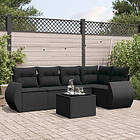 vidaXL Loungegrupp med dynor 6 delar svart konstrotting 3253672