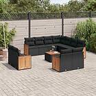 vidaXL Loungegrupp med dynor 12 delar svart konstrotting 3258905
