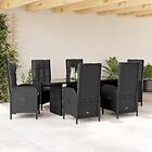 vidaXL Matgrupp för trädgården med dynor 7 delar svart konstrotting 3213524