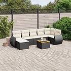 vidaXL Loungegrupp för trädgården med dynor 8 delar svart konstrotting 3257442