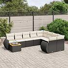 vidaXL Loungegrupp 10 delar med svarta dynor konstrotting 3257498