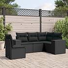 vidaXL Loungegrupp för trädgården med dynor 5 delar svart konstrotting 3254902