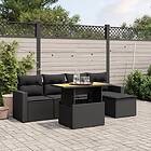 vidaXL Loungegrupp med dynor 6 delar svart konstrotting 3271286
