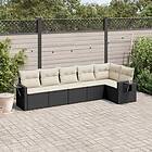 vidaXL Loungegrupp med dynor 6 delar svart konstrotting 3252523