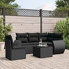 vidaXL Loungegrupp med dynor 6 delar svart konstrotting 3253712