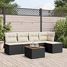 vidaXL Loungegrupp med dynor 6 delar svart konstrotting 3255930