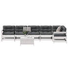 vidaXL Loungegrupp med dynor 7 delar vit massiv furu 3250893