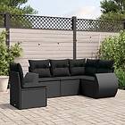 vidaXL Loungegrupp för trädgården med dynor 5 delar svart konstrotting 3253702