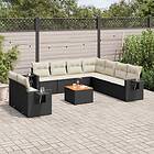 vidaXL Loungegrupp 10 delar med svarta dynor konstrotting 3256959