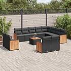 vidaXL Loungegrupp för trädgården m dynor 13 delar svart konstrotting 3260599